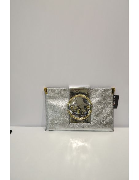 Shiny Silver-white Leather handheld bag