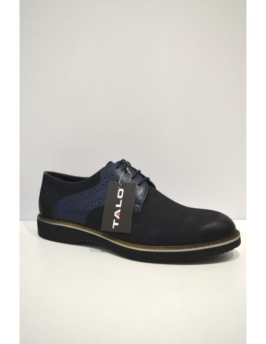 Navy blue and black Slip on Leather Shoe