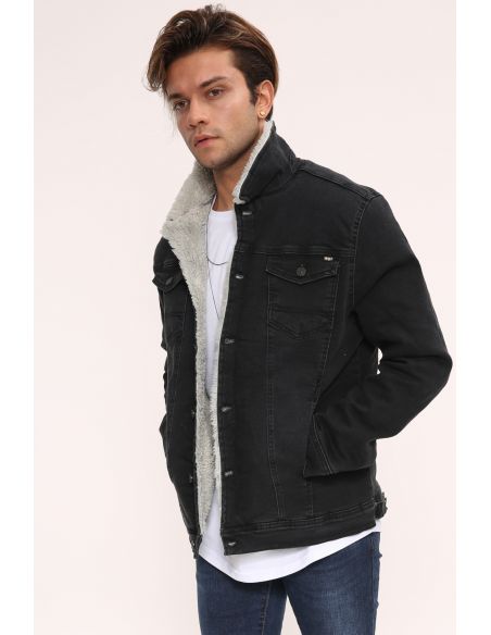 Smoked Fur White Mens Jeans Jacket