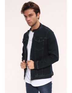 Khaki Knitted Mens Jeans Jacket 2