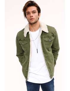 Fur White Green Mens Jeans Jacket 2