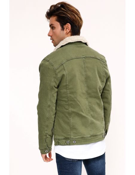 Fur White Green Mens Jeans Jacket