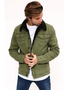 Fur Black Khaki Mens Jeans Jacket 2