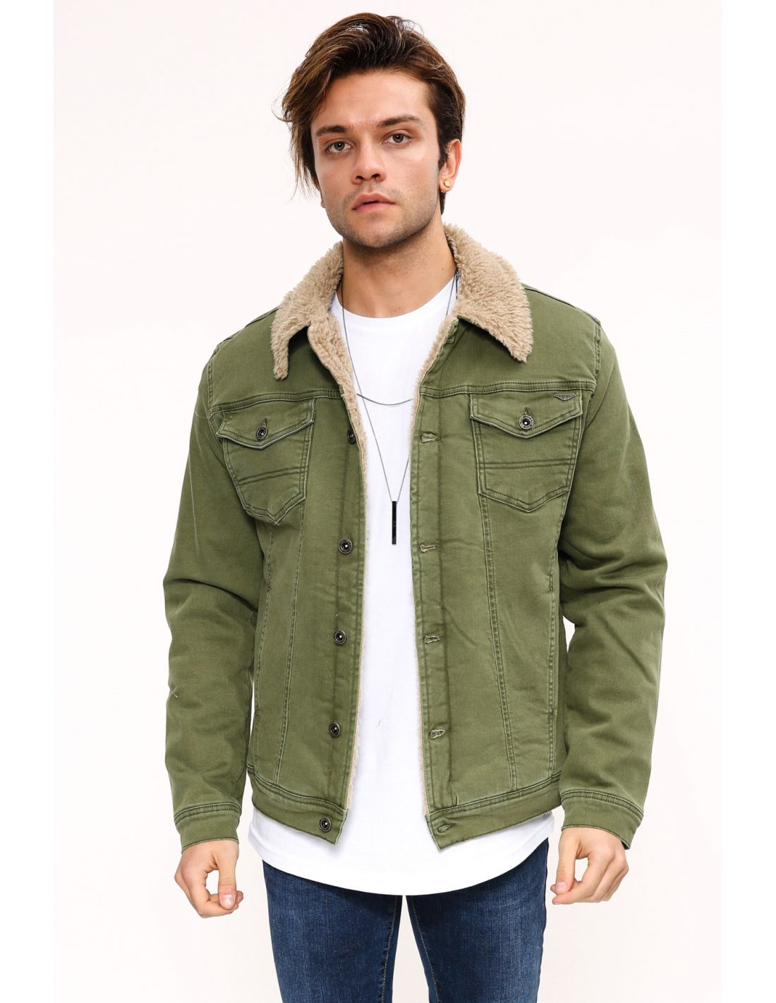 Buy Style Quotient Men Olive Green Solid Denim Jacket Online at Bewakoof
