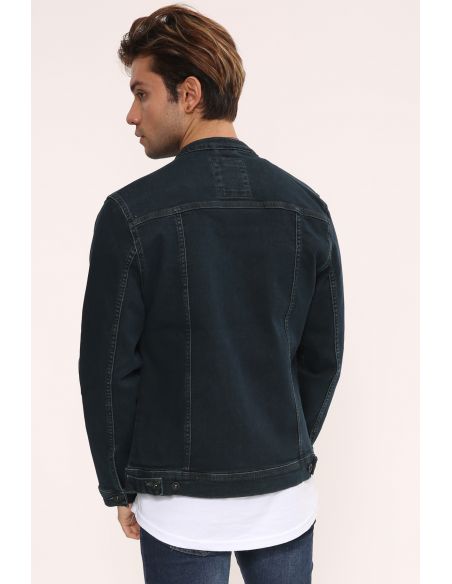 Navy Blue Tint Knitted Mens Jeans Jacket