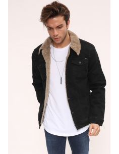 Black Buttoned Fur Coat