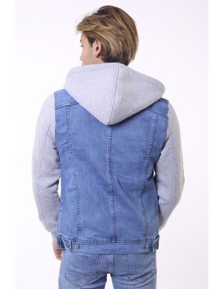 Jeans à capuche bleu clair pour hommes