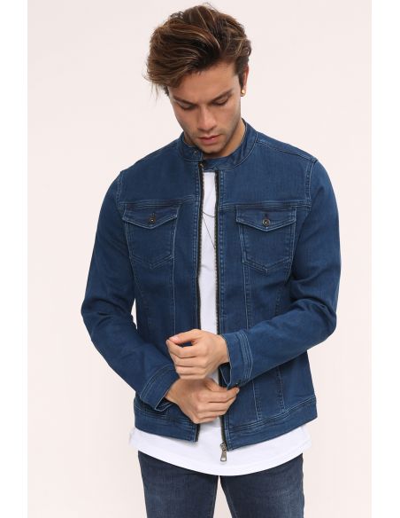 Light Blue Knitted Mens Jeans Jacket