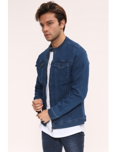 Light Blue Knitted Mens Jeans Jacket 2