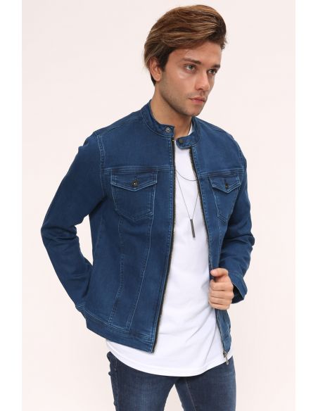 Light Blue Knitted Mens Jeans Jacket