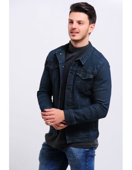 Gilet de jeans pour hommes bleu clair à capuchon