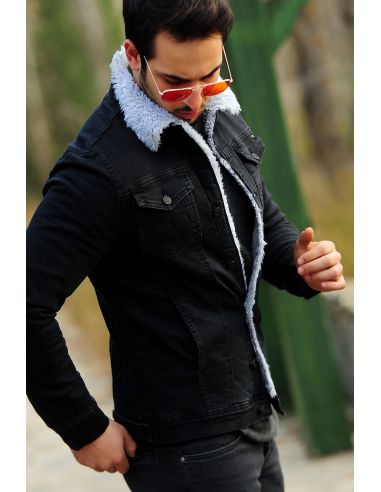 Faux Fur Collar Denim Winter Hooded Warm Jean Jacket For Student | Fruugo ZA