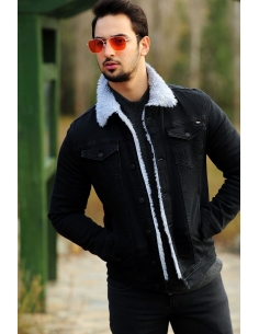 Black Fur Jeans Jacket 2