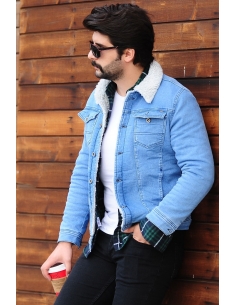 Light Blue Mens Jeans Coat 2
