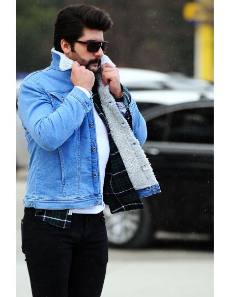 Light Blue Mens Jeans Coat