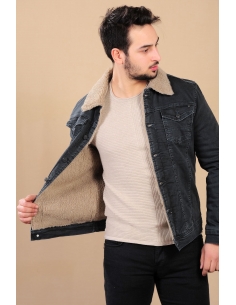 Fur Coat Double Pocket Smoked Mens Jeans Coats 2