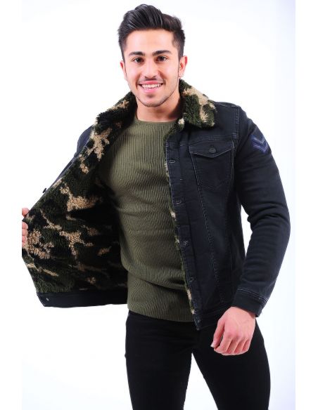 Camouflage Furry Mens Jeans coats