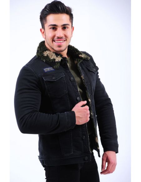 Camouflage Furry Mens Jeans coats