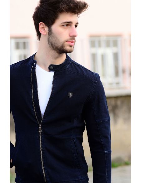 Veste de jean avec fermeture à glissière pour hommes