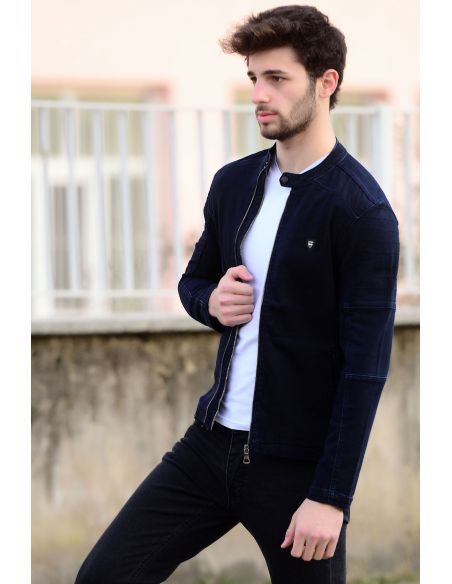 Veste de jean avec fermeture à glissière pour hommes