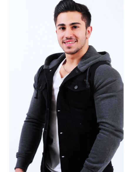 Sleeve Smoked Fleece Black Mens Jeans Jacket