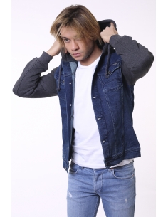 Dark Navy Anthrax Hooded Mens Jeans Jacket 2