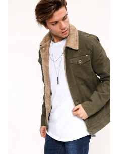 Fur Taba Khaki Mens Jeans Jacket 2