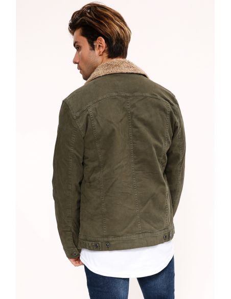 Fur Taba Khaki Mens Jeans Jacket