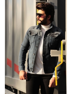 Blue Jeans Jacket with Lycra Dashed 2