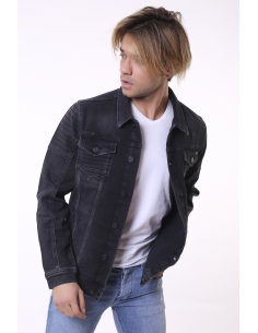 Shoulder Detail Washable Smoked Men's Denim Jacket 2