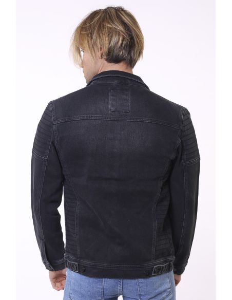 Shoulder Detail Washable Smoked Men's Denim Jacket