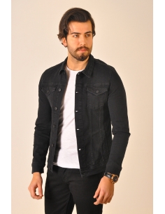 Black Knitted Mens Jeans Jacket 2