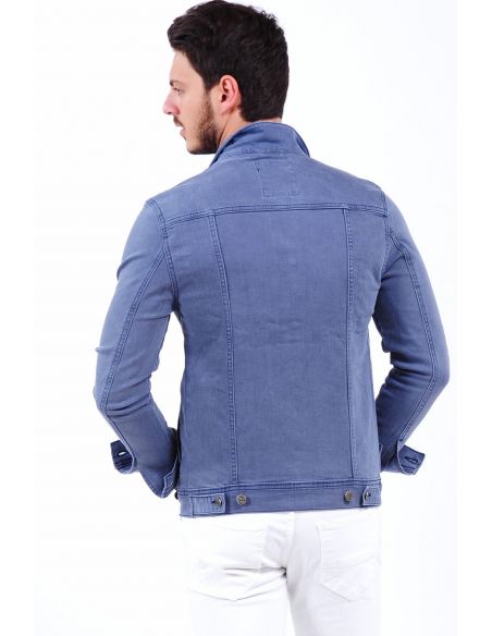 Double Pocket Light Blue Mens Jeans Jacket