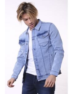 Double Pocket Ice Blue Mens Jeans Jacket