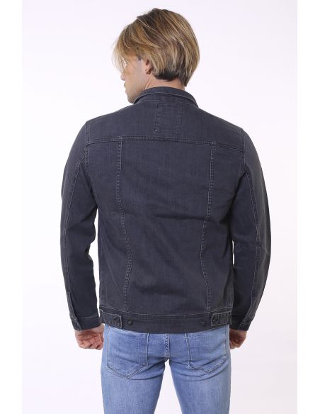 Veste en jean pour hommes avec bouton à double poche