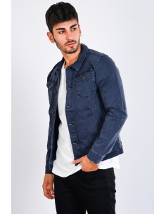 Double Pocket Buttoned Smoked Mens Jeans Jacket