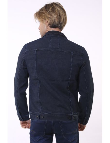 Veste en jean pour hommes à double poche boutonnée fumé kaki