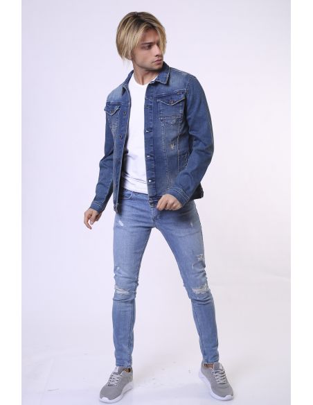 Veste de jeans pour hommes avec deux boutons de poche