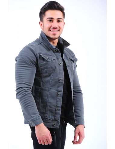 Double Pocket Smoked Men's Jeans Jacket