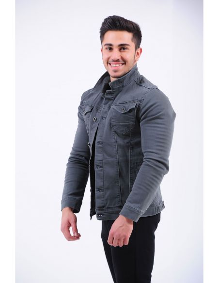 Double Pocket Smoked Men's Jeans Jacket