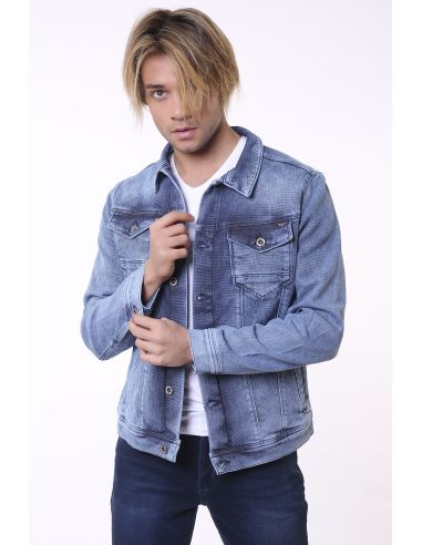 Double Pocket Blue Mens Jeans Jacket