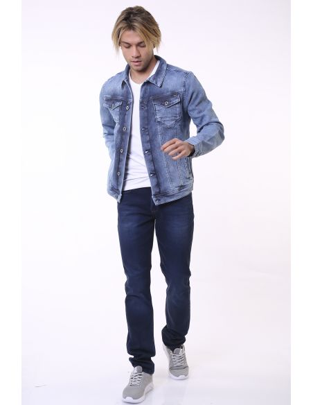 Double Pocket Blue Jeans Jacket