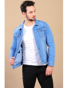 Double Pocket Blue Mens Jeans Jacket Model-2 2
