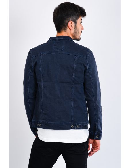 Buy Roadster Men Navy Blue Solid Denim Jacket - Jackets for Men 10617856