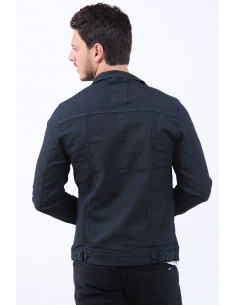 Khaki Striped Mens Jeans Jacket Double Pocket 2