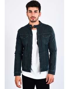 Khaki Zippered Men's Jeans Jacket 2