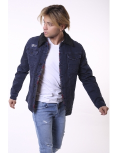 Camouflage Collar Black Mens Jeans Jacket