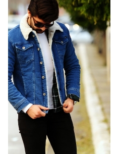 Navy Blue Men's Jeans Coats