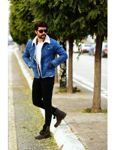 Navy Blue Men's Jeans Coats 2