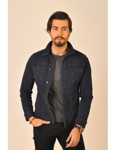 Navy Blue Classic Mens Jeans Jacket